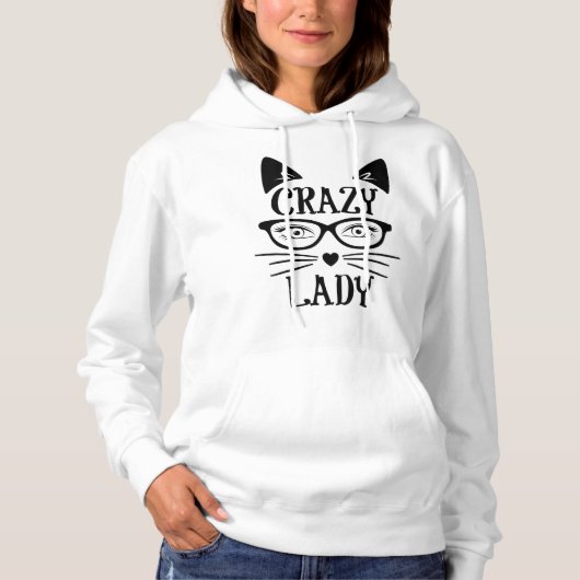 Pull À Capuche Crazy Cat Lady Black Cats (Devant)