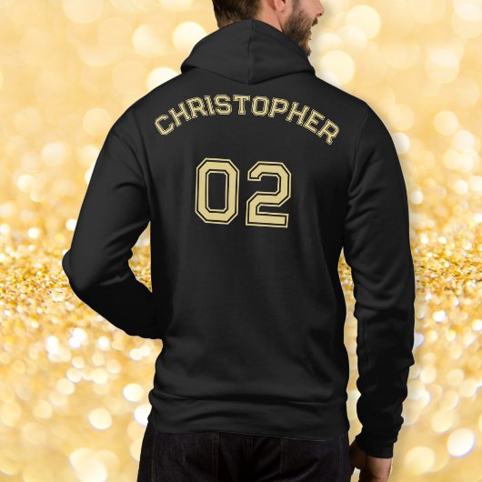 Pull À Capuche Créer Black Gold Player Nom Jersey Number Mens
