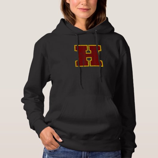 Pull À Capuche Crimson Red Yellow Letter H Team Font Monogram Dis (Devant)