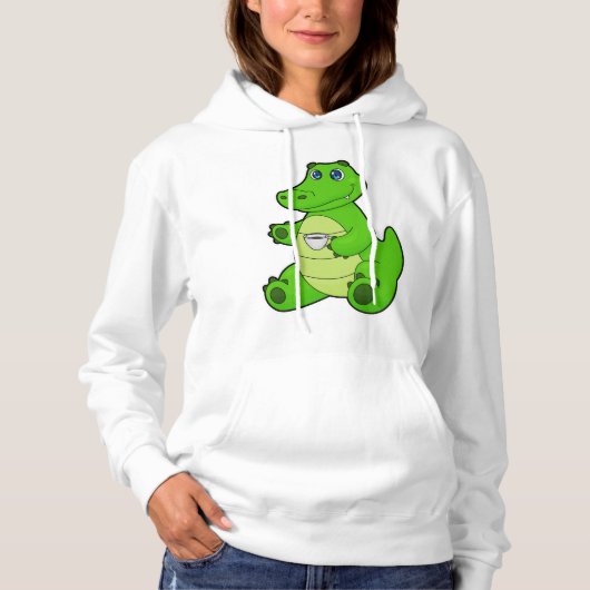 Pull À Capuche Crocodile avec Coupe de Café (Devant)