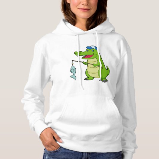 Pull À Capuche Crocodile Pêche Pêcheur Pêcheur canne à pêche (Devant)