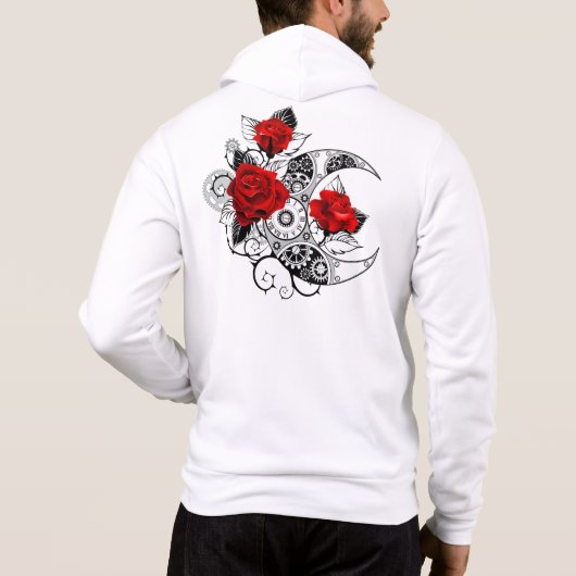 Pull À Capuche Croissant mécanique avec roses rouges (Dos)