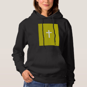 Pull À Capuche Croix Chrétienne Crucifix Fond Vert Jésus Ev
