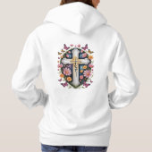 Pull À Capuche Croix de foi florale (Dos)