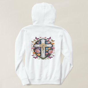 Pull À Capuche Croix de foi florale