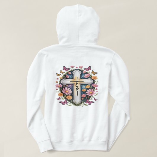 Pull À Capuche Croix de foi florale (Design dos)