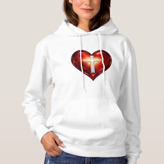 Pull À Capuche Croix et Cœur (Devant)