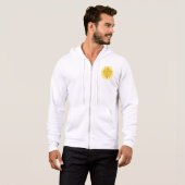 Pull À Capuche Croix jaune boutonné Soleil levant Foi chrétienne (Devant entier)