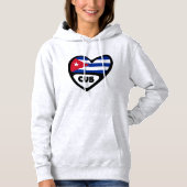 Pull À Capuche Cuba Code du pays Coeur du drapeau, CUB (Devant)