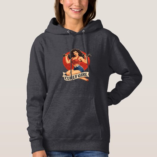 Pull À Capuche Curly Girl Hair Goals -Retro Gym Pin-up Activewear (Devant)