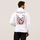 Pull À Capuche Customizable Blue Butterfly Floral Art-96279 (Dos entier)