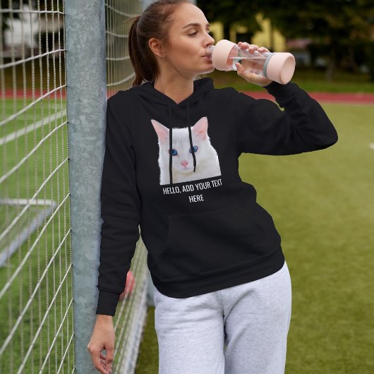 Pull À Capuche Customized Cute Pet Photo Name Cat Mom White Black