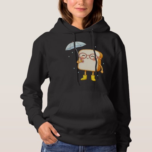 Pull À Capuche Cute Bread Character with Umbrella – Cozy T-Shirt (Devant)