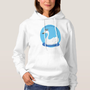 Pull À Capuche Cute cygne blanc avec dessin de la couronne