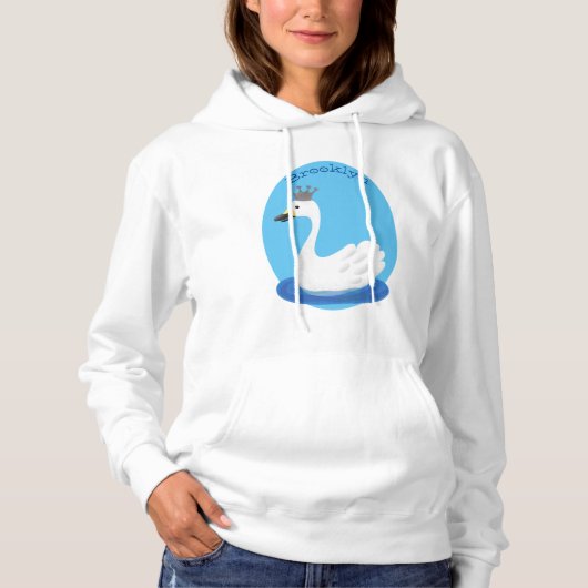 Pull À Capuche Cute cygne blanc avec dessin de la couronne (Devant)