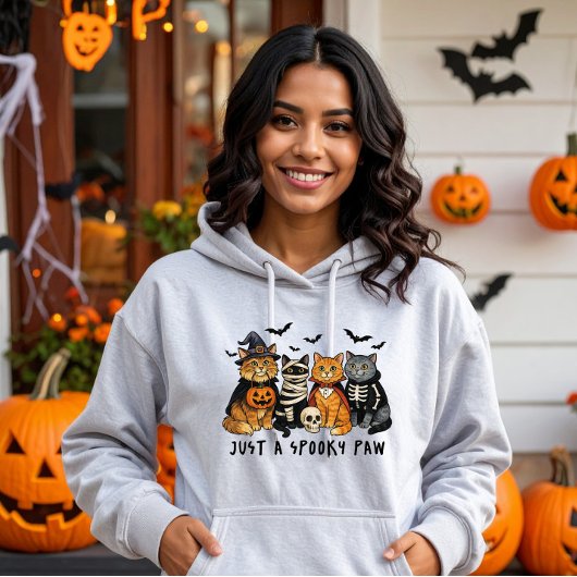 Pull À Capuche Cute Halloween Chats Paw Éffrayant