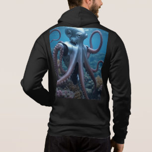 Pull À Capuche Cyber Octopus hommes noirs Bella zip hoodie dos
