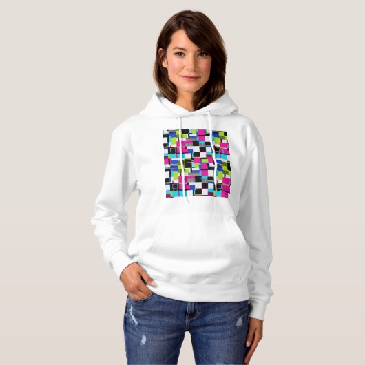 Pull À Capuche Cyberpunk Glitch Art Oversized Hoodie (Devant entier)