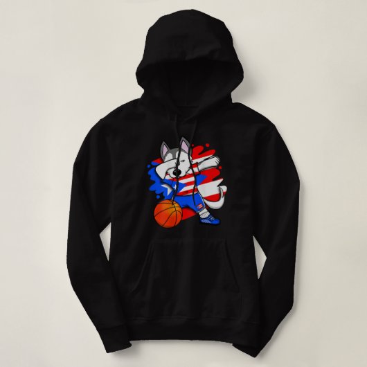 Pull À Capuche Dabbing Husky Porto Rico Fans de basket Jersey S (Design devant)