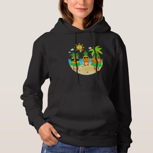 Pull À Capuche Dabbing Pineapple Sunglasses Hawaii Beach Palm Tre (Devant)
