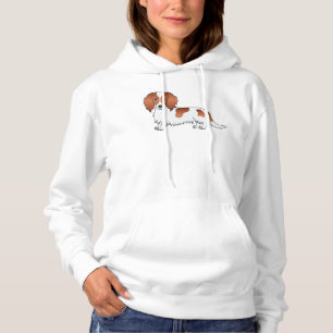 Pull À Capuche Dachshund à poil long pie rouge dessin animé migno