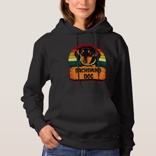 Pull À Capuche Dachshund Chien couleurs rétro (Devant)