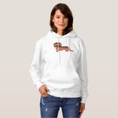Pull À Capuche Dachshund roux sable à longs poils Chien de dessin (Devant entier)