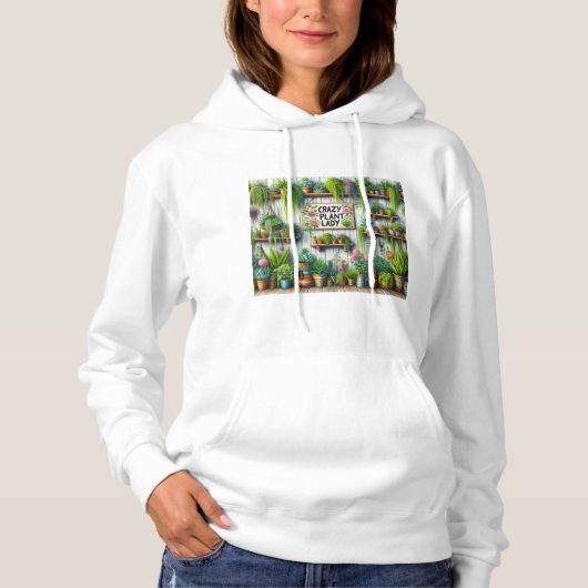 Pull À Capuche Dame folle de plantes T-shirt drôle (Devant)