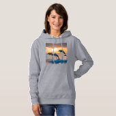 Pull À Capuche Danse au crépuscule : Trois dauphins sautent  (Devant entier)