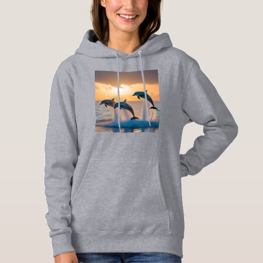 Pull À Capuche Danse au crépuscule : Trois dauphins sautent  (Devant)