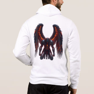 Pull À Capuche Dark Fantasy Fallen Angel Hoodie with Fiery Wings