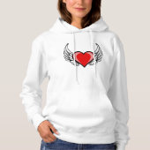 Pull À Capuche Design de coeur et d'ailes rouges (Devant)