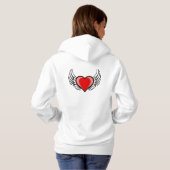 Pull À Capuche Design de coeur et d'ailes rouges (Dos entier)