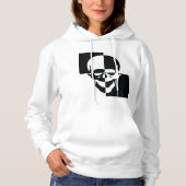 Pull À Capuche Design de crâne d'illusion optique en noir et blan (Devant)