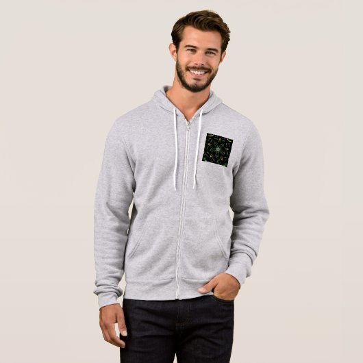 Pull À Capuche Design Mandala Fumée Verte (Devant entier)