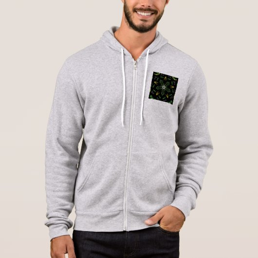Pull À Capuche Design Mandala Fumée Verte (Devant)