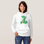 Pull À Capuche Dessin animé drôle de dinosaure T-Rex rugissant (Devant entier)