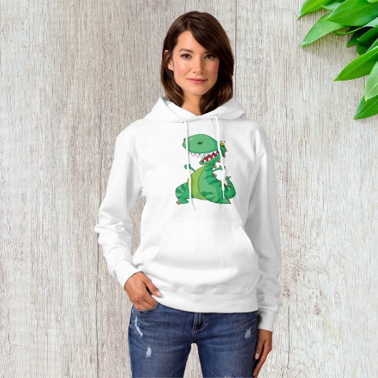 Pull À Capuche Dessin animé drôle de dinosaure T-Rex rugissant