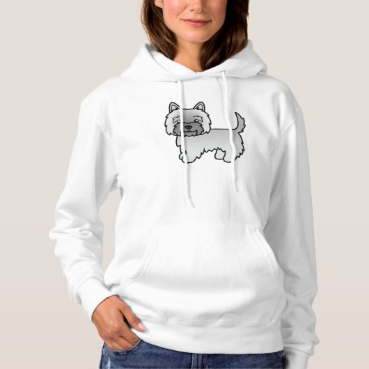Pull À Capuche Dessin de caricature de chien terrier cairn gris (Devant)