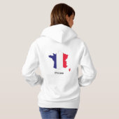 Pull À Capuche Dessin de souvenir de carte avec drapeau français (Dos entier)