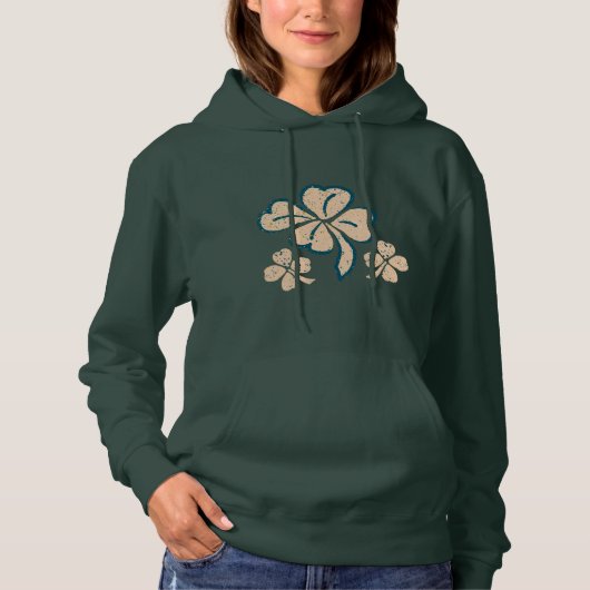 Pull À Capuche Dessin Shamrock Lucky Clover Saint Patrick`s Day (Devant)
