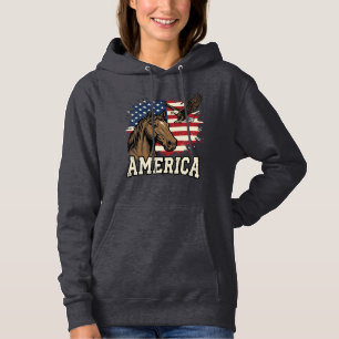 Pull À Capuche Dessin vectoriel patriotique de l'aigle de cheval