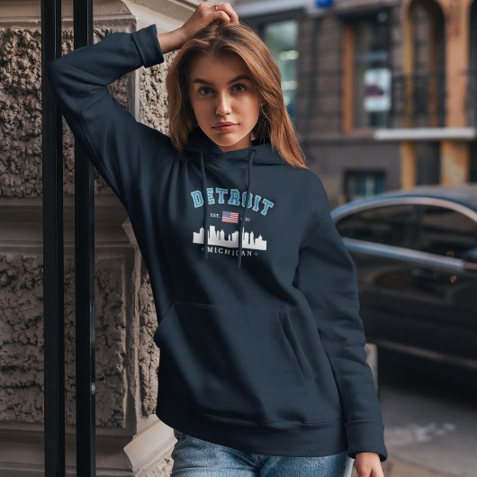 Pull À Capuche Detroit Michigan Skyline City