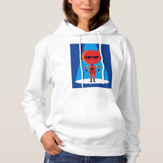 Pull À Capuche Devil Superhero caractère gras rouge et bleu (Devant)