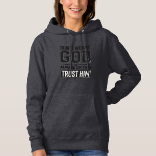 Pull À Capuche Dieu est toujours à l'heure Christian Typography D