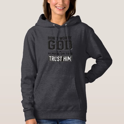 Pull À Capuche Dieu est toujours à l'heure Christian Typography D (Devant)