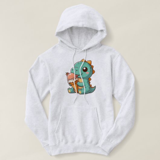 Pull À Capuche Dino mignonne de glace mangeur (Design devant)