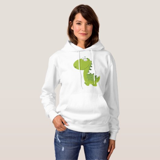 Pull À Capuche Dino vert souriant (Devant entier)