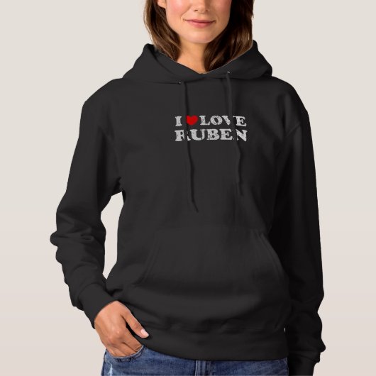 Pull À Capuche Distressed Grunge Worn Out Style I Love Ruben (Devant)