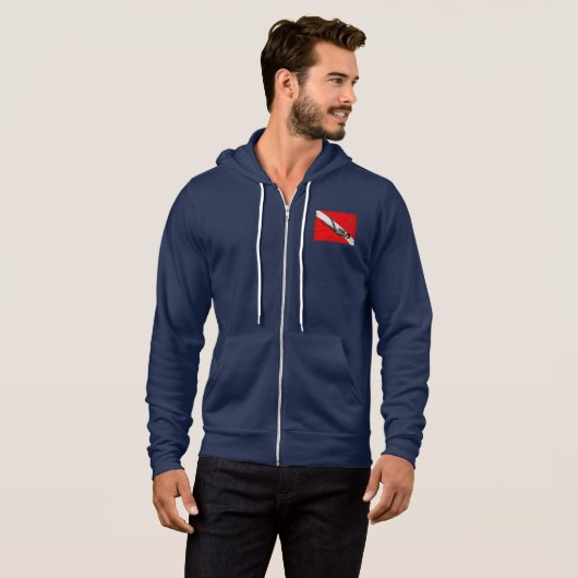 Pull À Capuche Diver Et Drapeau De Plongée (Devant entier)